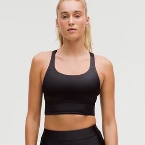 Lululemon Black Energy Bra Longline Strappy Sports Satin Shine Bra 4